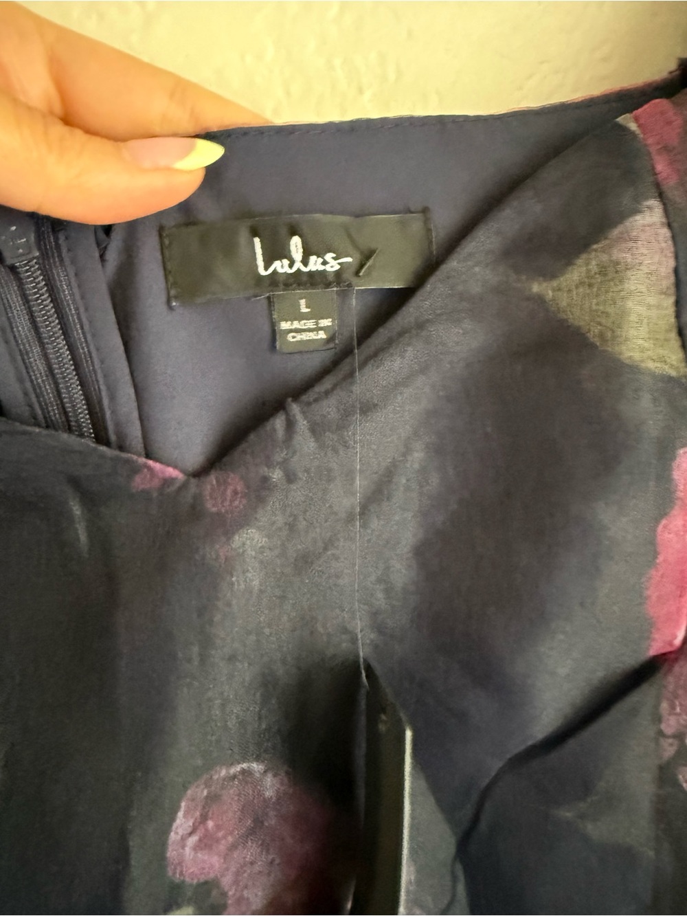 Lulu's Navy Floral Tiered Midi Dress with Pink Accents - Picture 7 of 10